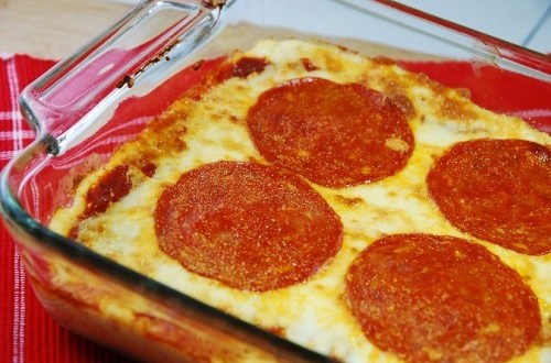 Pepperoni Pizza Cauliflower Casserole Low Carb Healthy Recipe