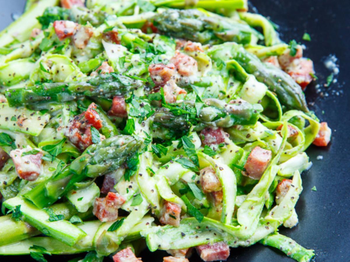 Asparagus Noodle Carbonara Healthy Recipe