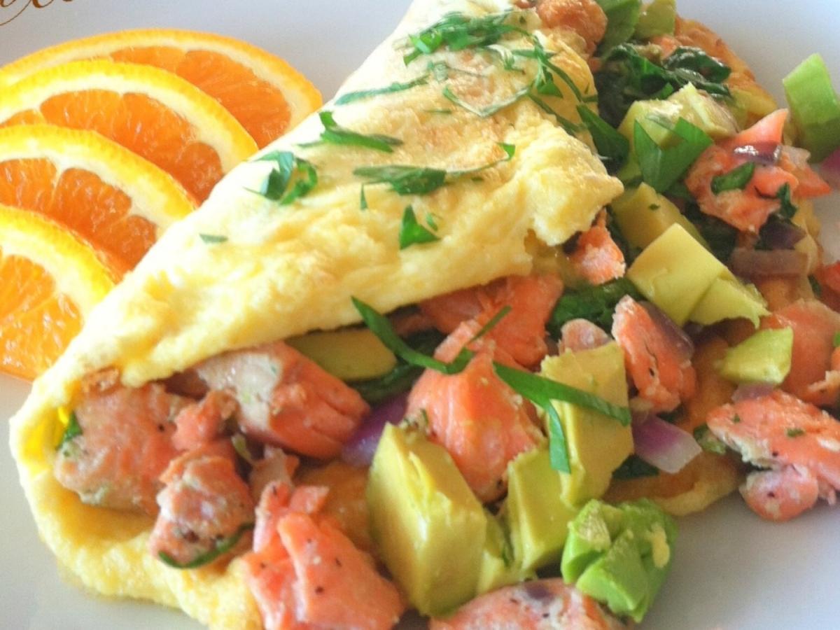 Avocado & Smoked Salmon Omelet Healthy Recipe