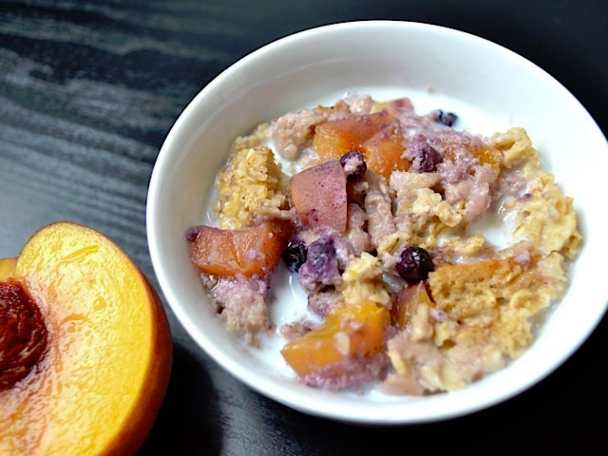 Baked Blueberry Peach Oatmeal Healthy Recipe
