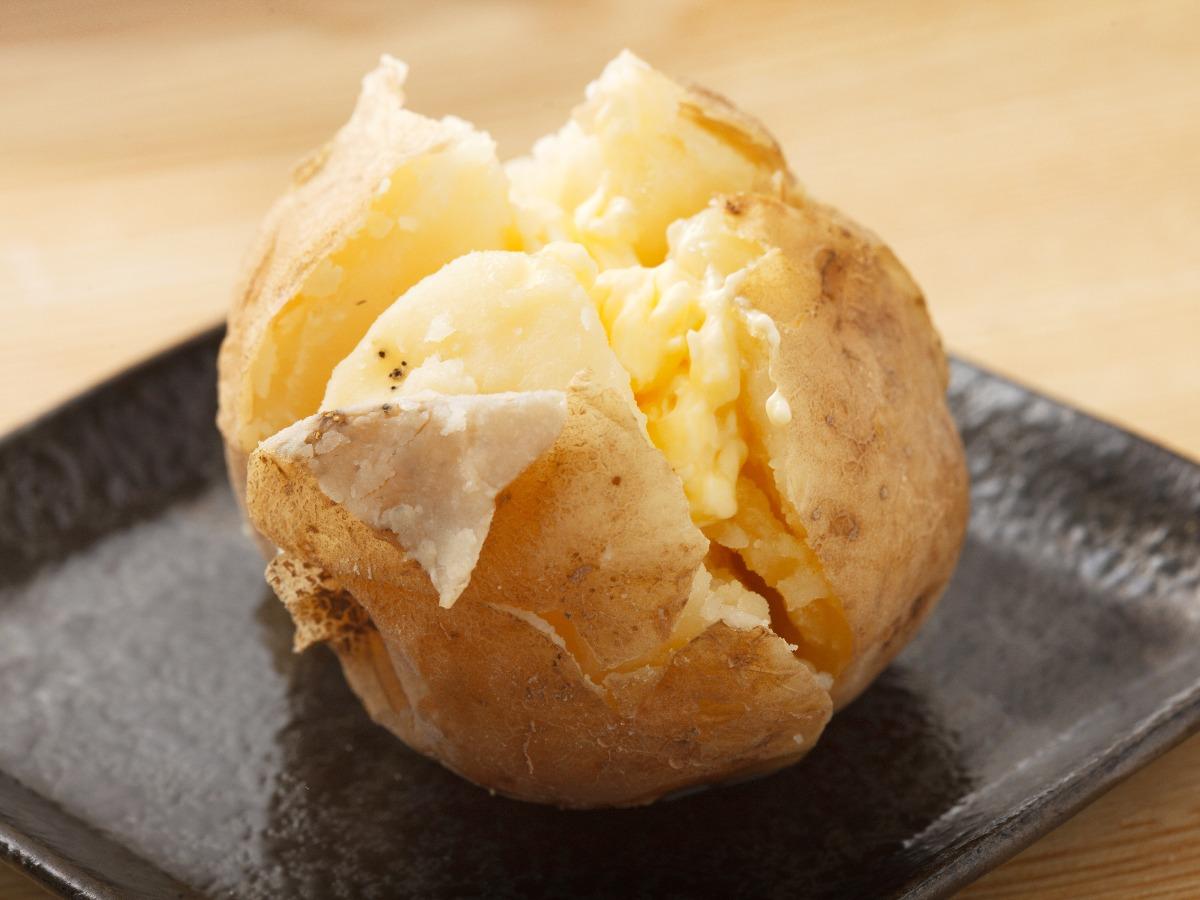 Baked Potato with Butter and Hummus Healthy Recipe