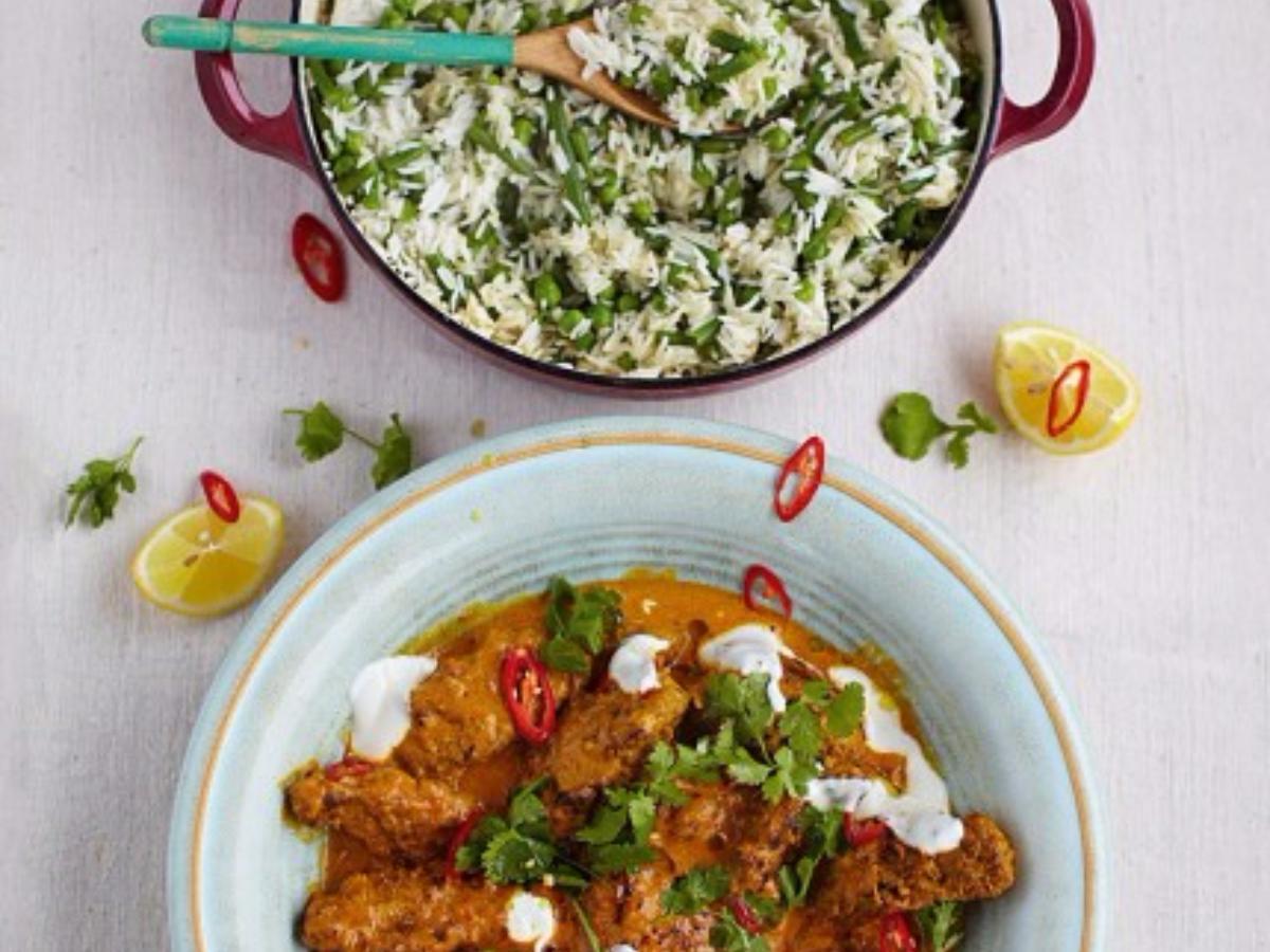 Beef Kofta Curry with Fluffy Rice, Beans, and Peas  Healthy Recipe