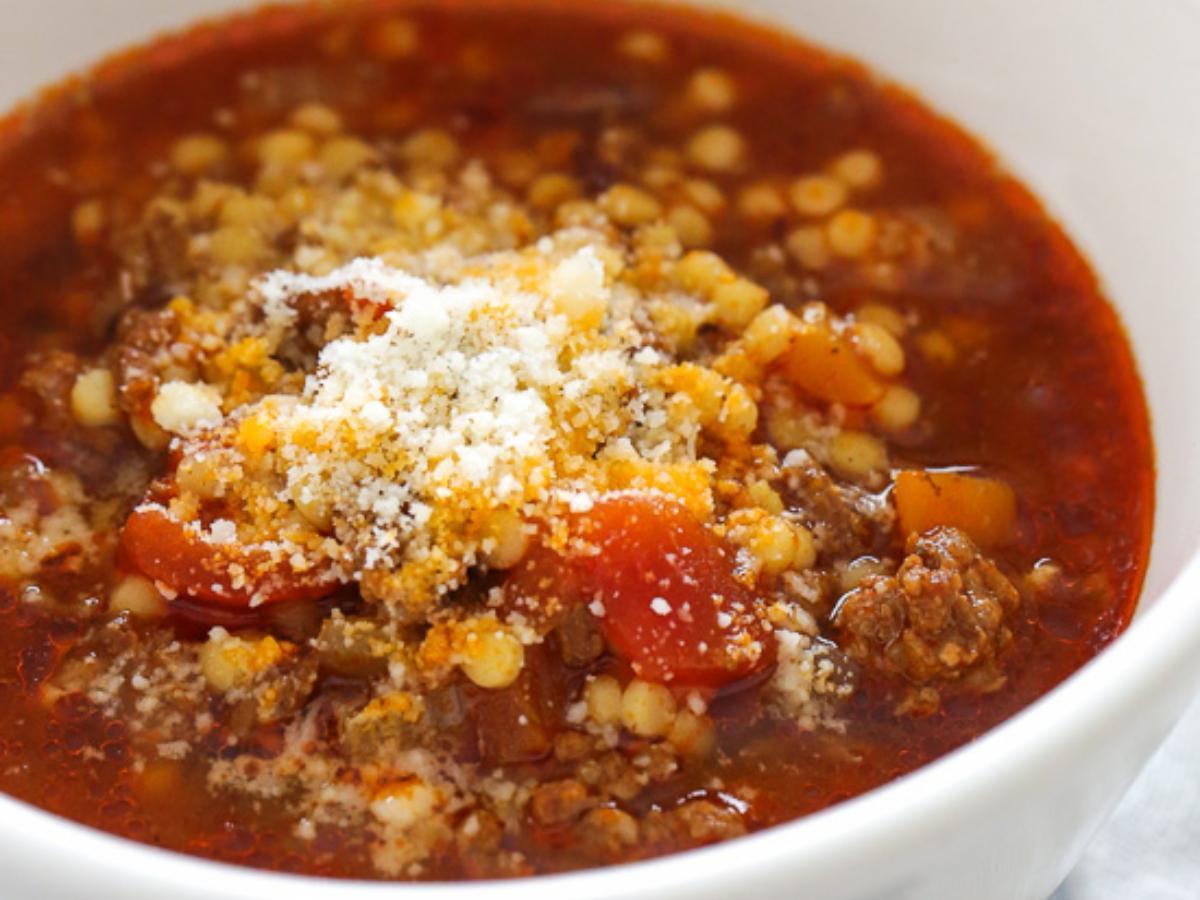 Beef, Tomato, and Acini di Pepe Soup Healthy Recipe