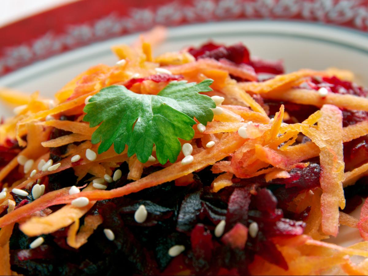 Beet and Carrot Salad with Coriander and Sesame Salt Healthy Recipe