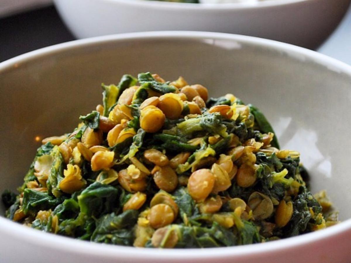 Braised Lentils Spinach Healthy Recipe