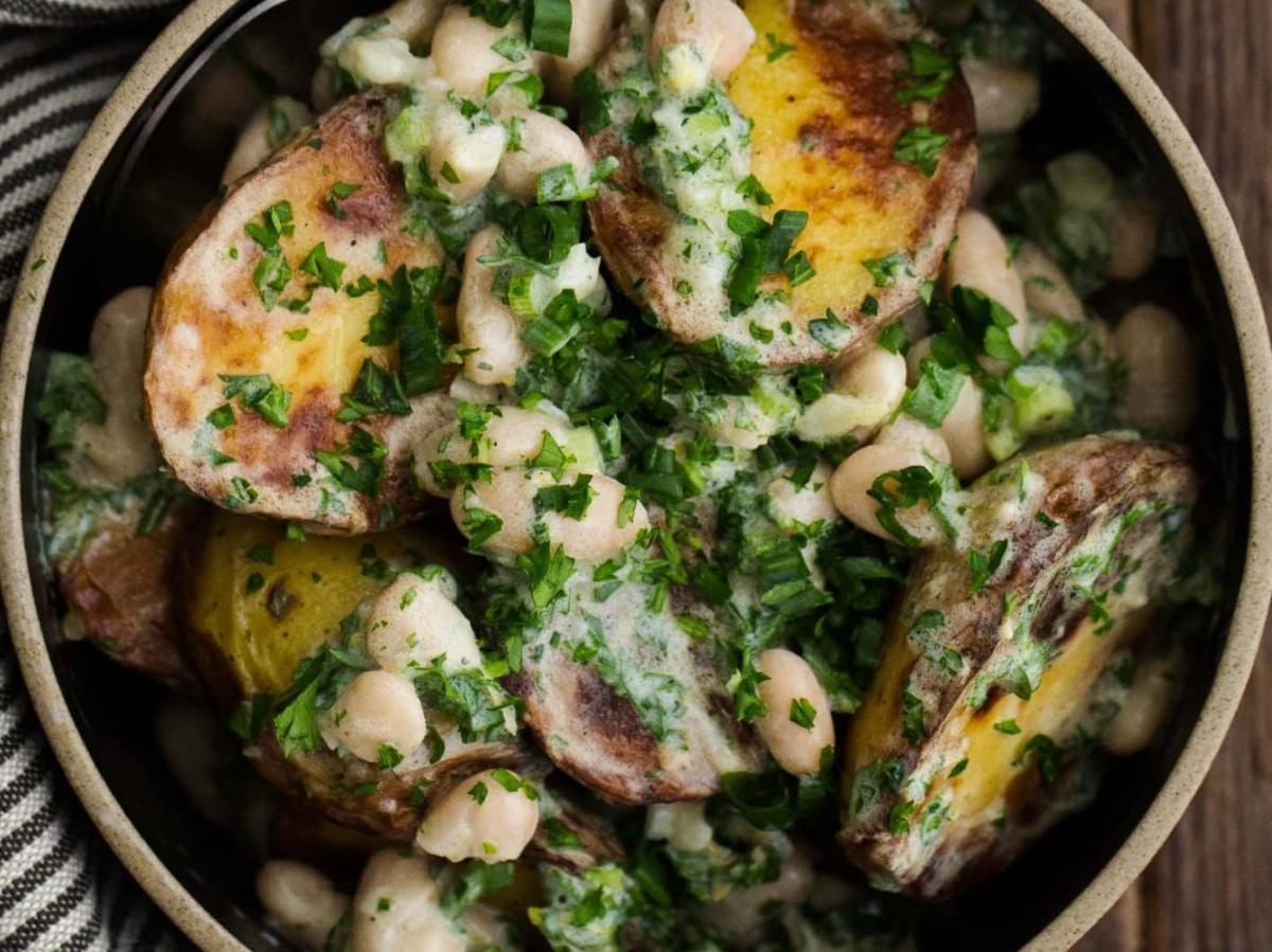 Braised Potato Salad with White Beans Healthy Recipe