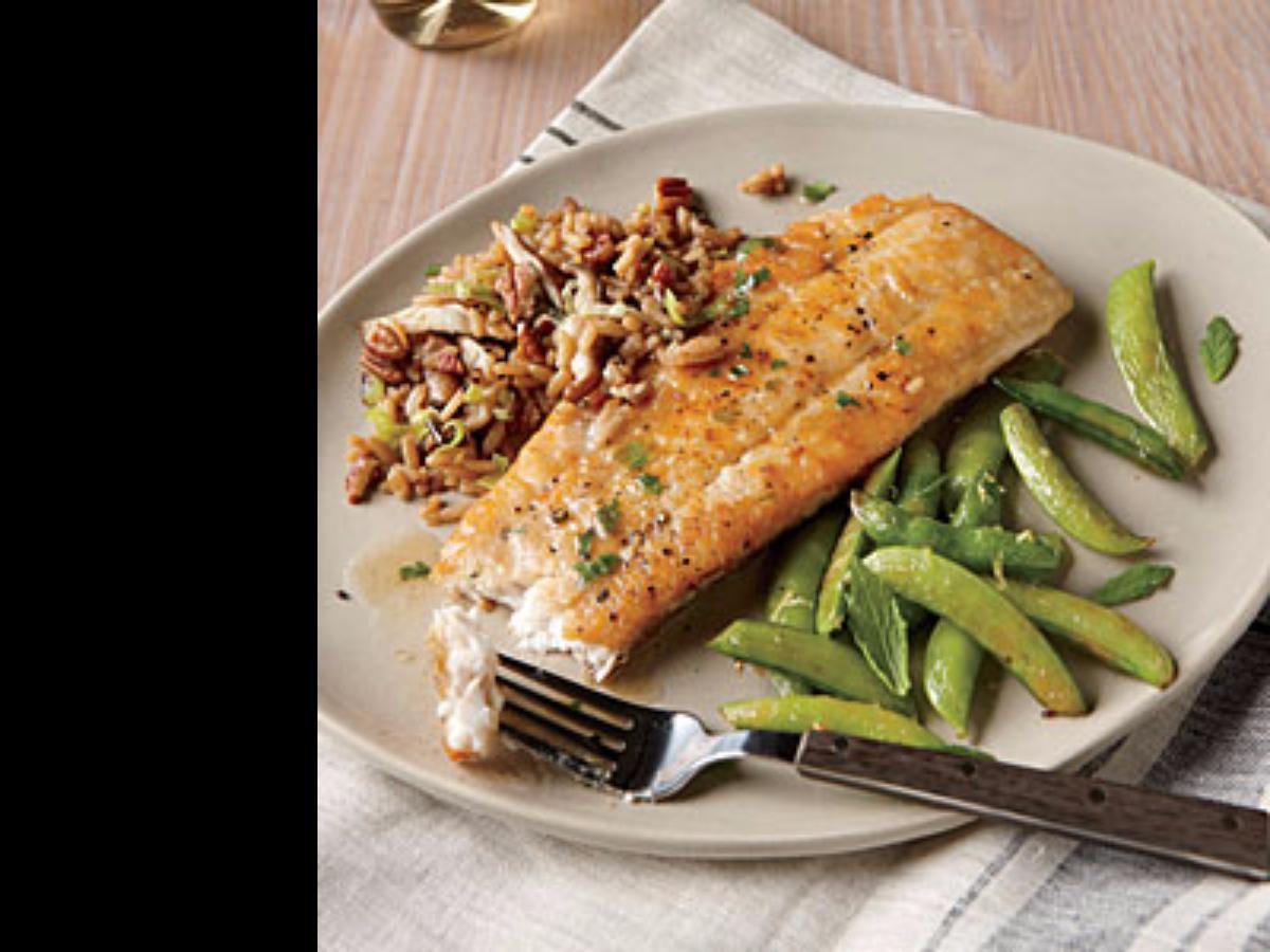Browned Butter Flounder with Lemon Snap Peas Healthy Recipe