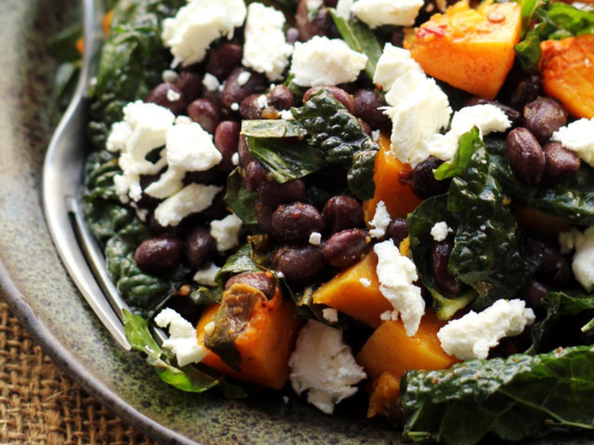 Butternut Squash and Black Bean Kale Salad Healthy Recipe