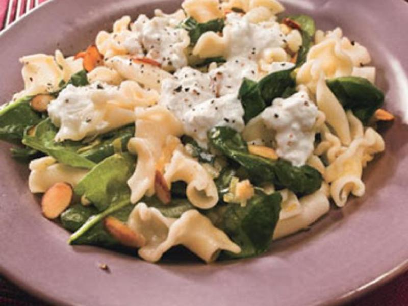 Campanelle Pasta with Burrata Cheese, and Spinach Healthy Recipe