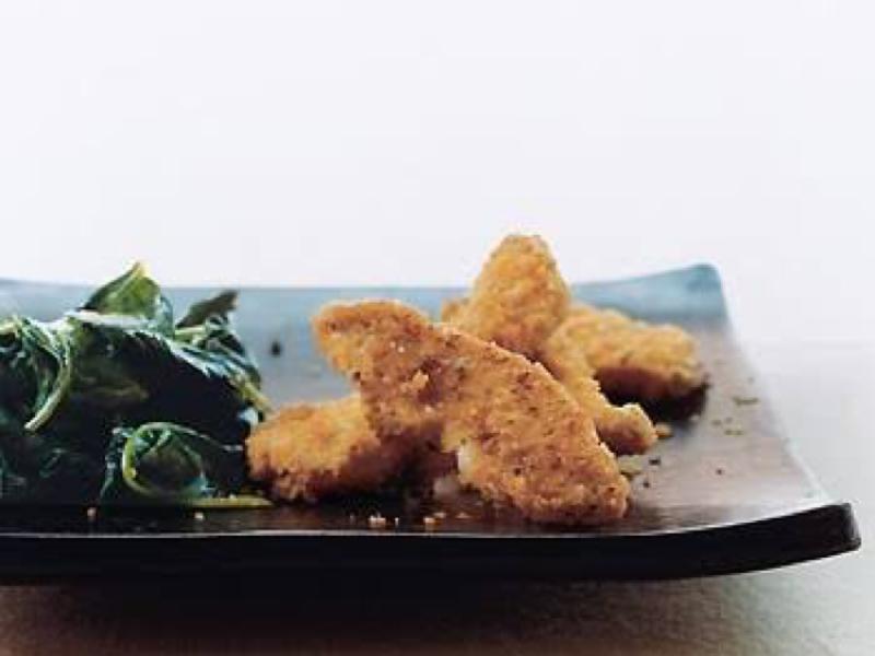 Cheddar Chicken Tenders with Wilted Spinach Healthy Recipe