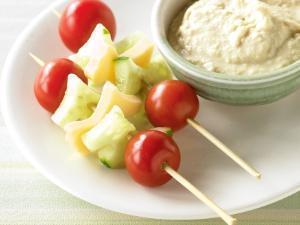 Cheesy Cucumber and Tomato Snack Stacks Healthy Recipe