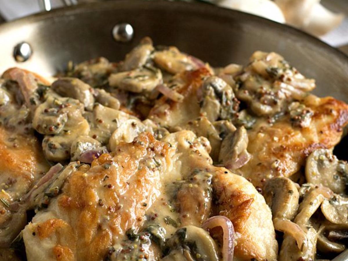 Chicken Breasts with Mushroom and Onion Dijon Sauce Healthy Recipe