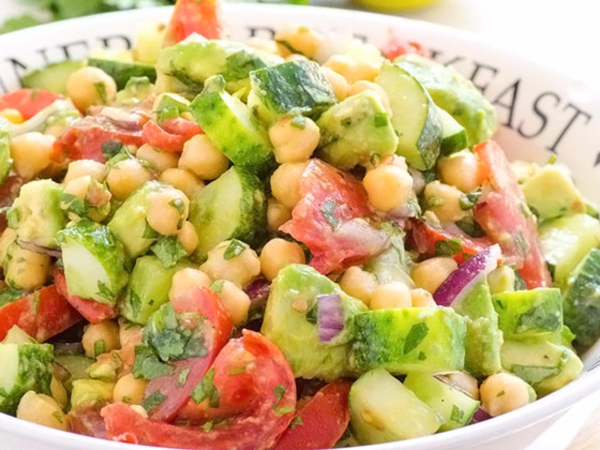 Chickpea and Avocado Garden Salad Healthy Recipe