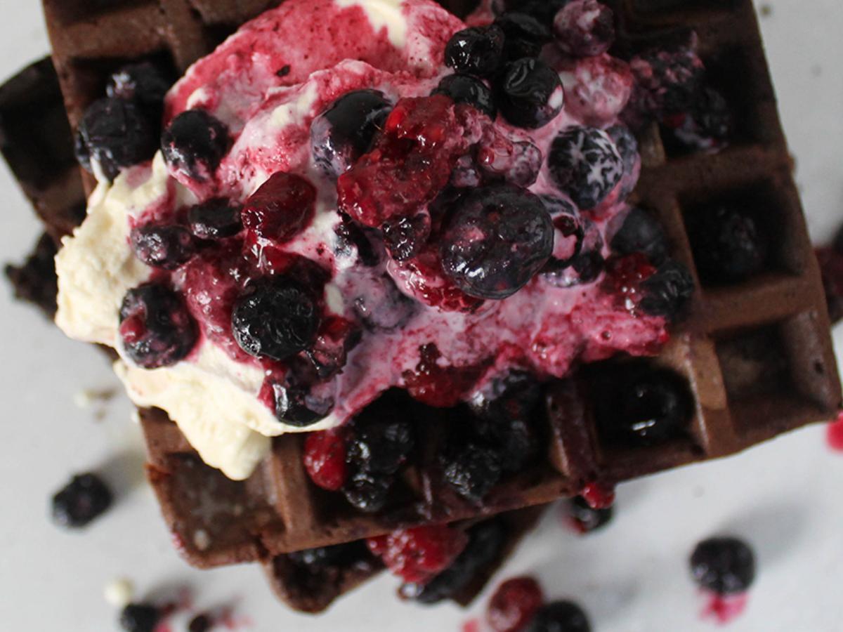 Chocolate Waffles with Berries Healthy Recipe