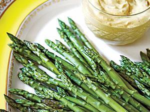 Cold Asparagus with Curry Dip Healthy Recipe