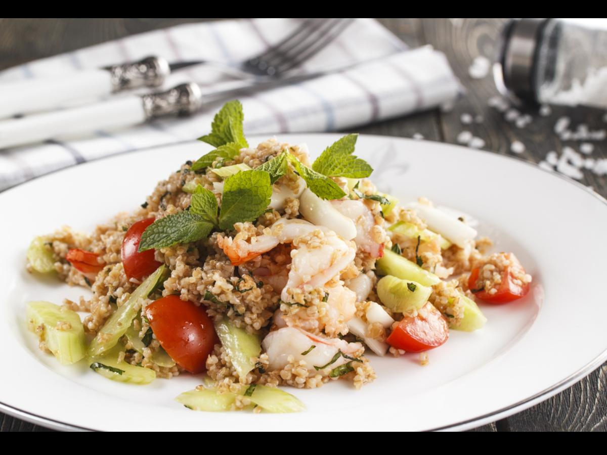 Couscous Salad with Shrimp and Mint Healthy Recipe