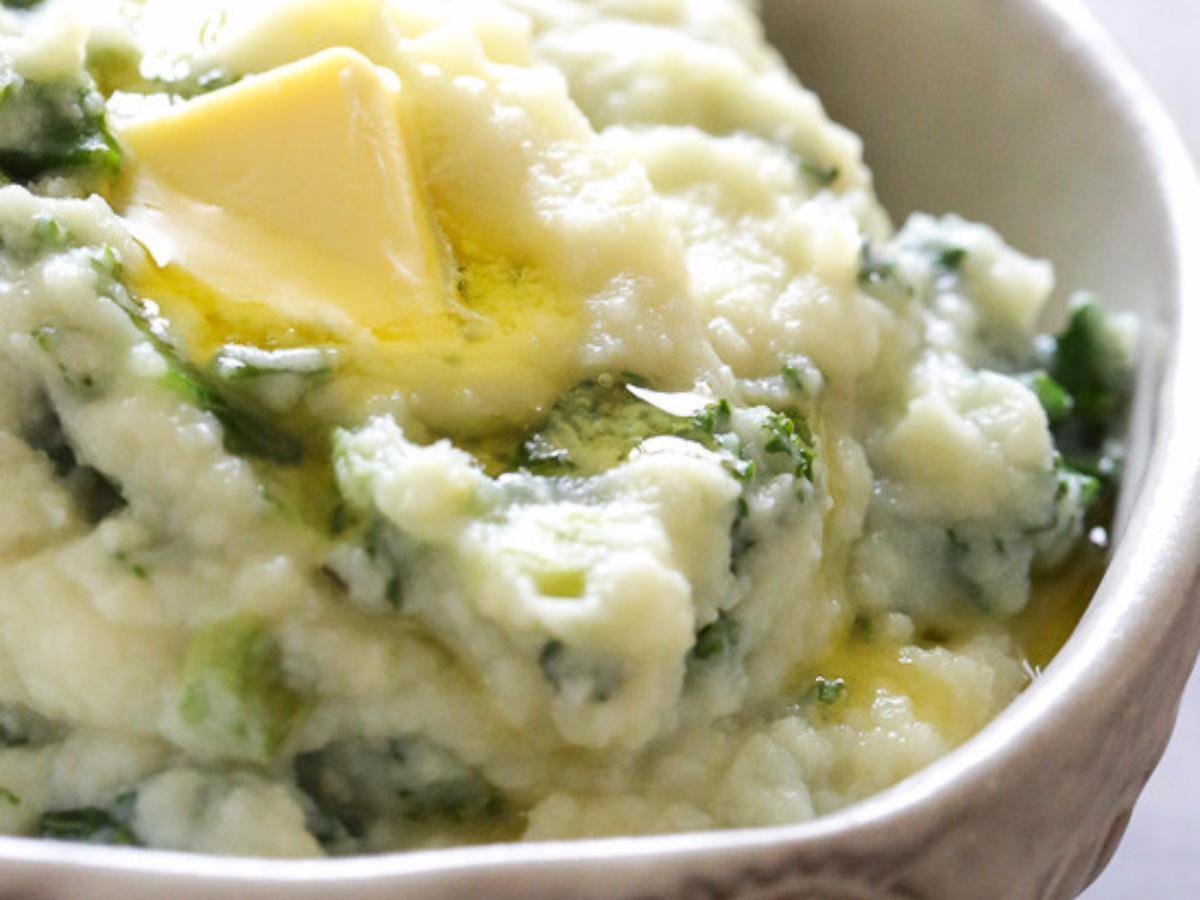 Creamy Cauliflower Mash with Spinach Healthy Recipe
