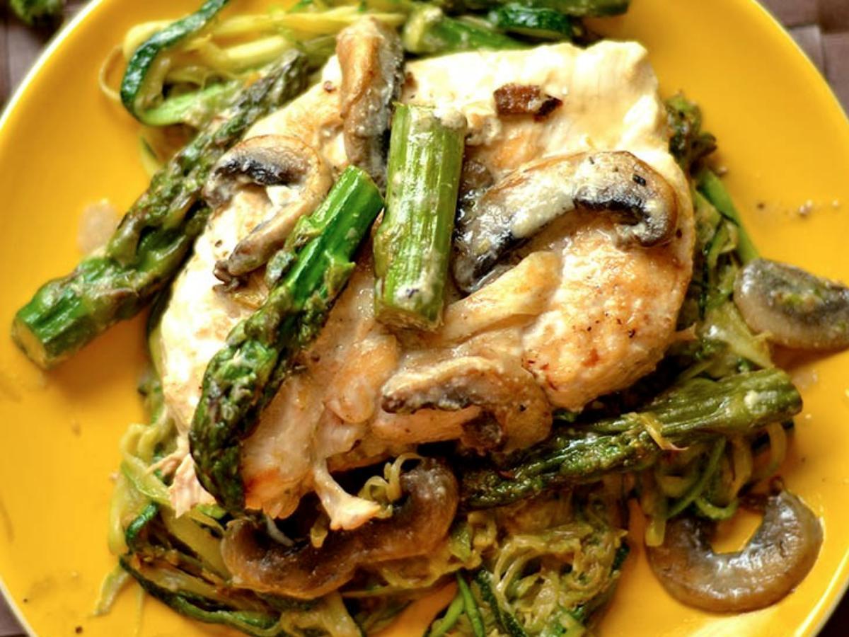 Creamy Lemon Chicken with Asparagus and Mushrooms Healthy Recipe