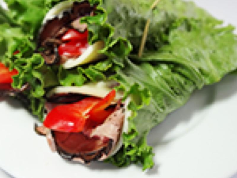 Deli Roast Beef , Red Bell Pepper and Provolone Lettuce Wrap Healthy Recipe