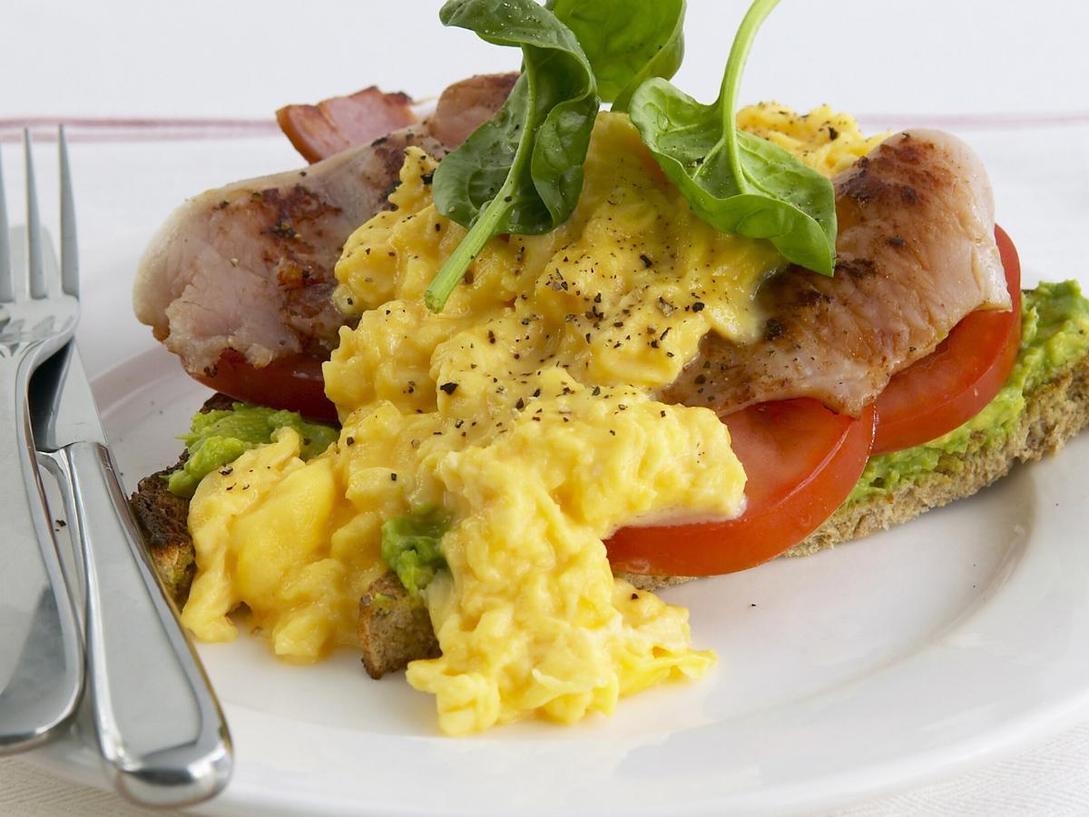Egg, Avocado, and Bacon Scramble Healthy Recipe
