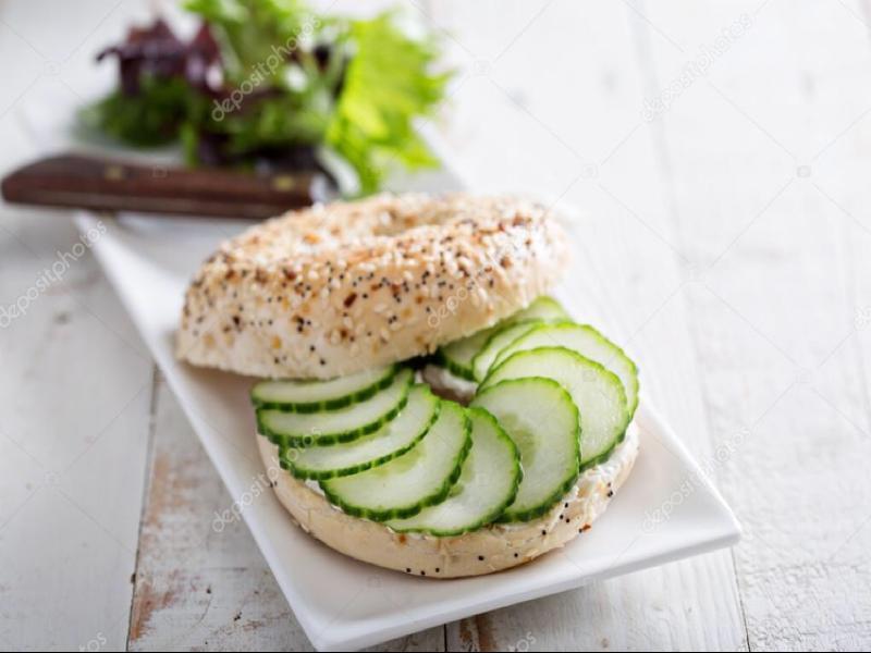 Everything Bagel with Cream Cheese and Cucumber Healthy Recipe
