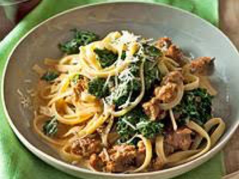 Fettuccine with Sausage and Kale Healthy Recipe