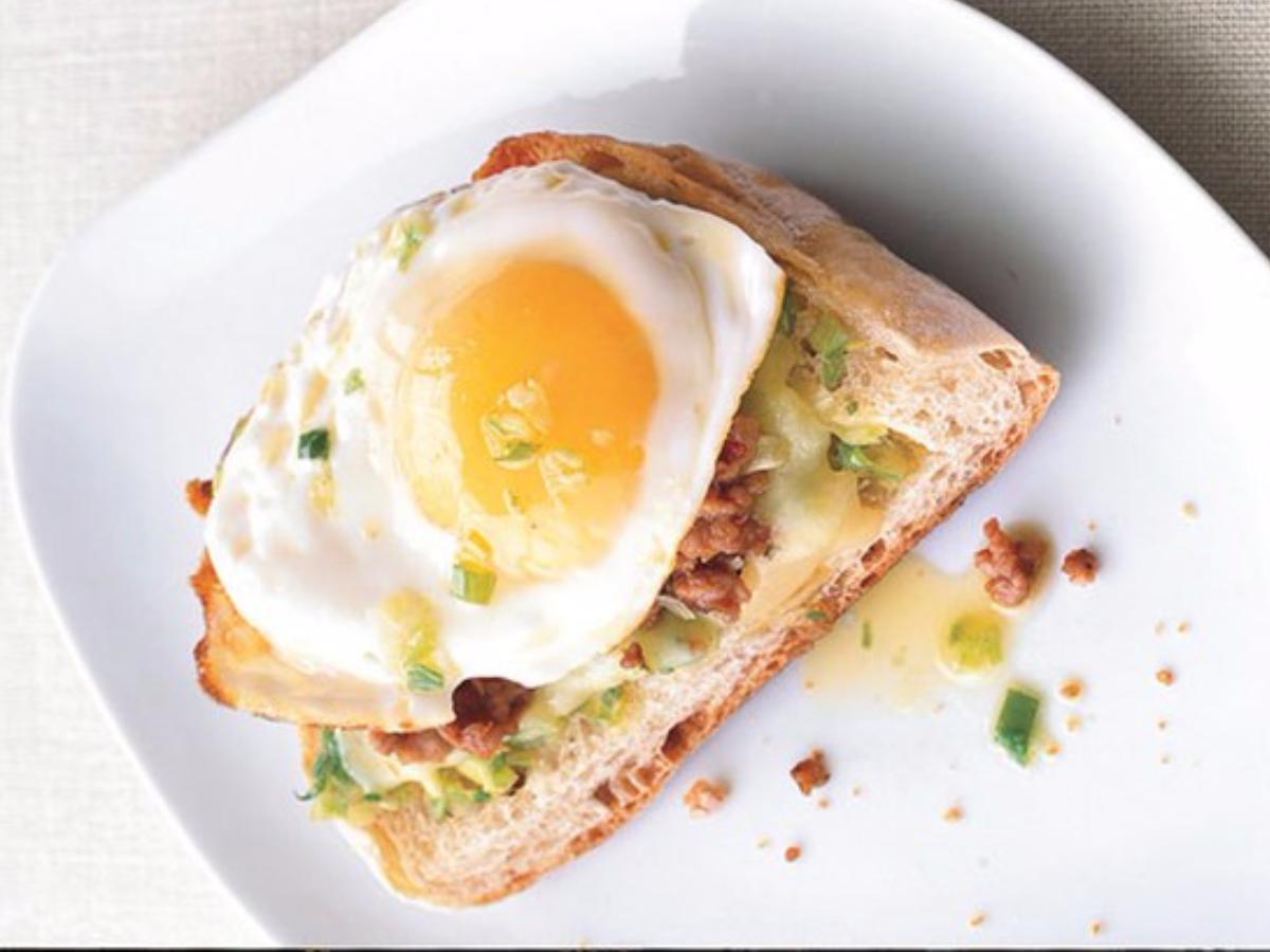 Fried Egg and Sausage Ciabatta Breakfast Pizzas Healthy Recipe