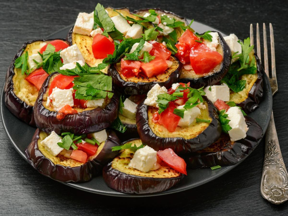 Grilled Eggplant Stacks with Tomato and Feta Healthy Recipe