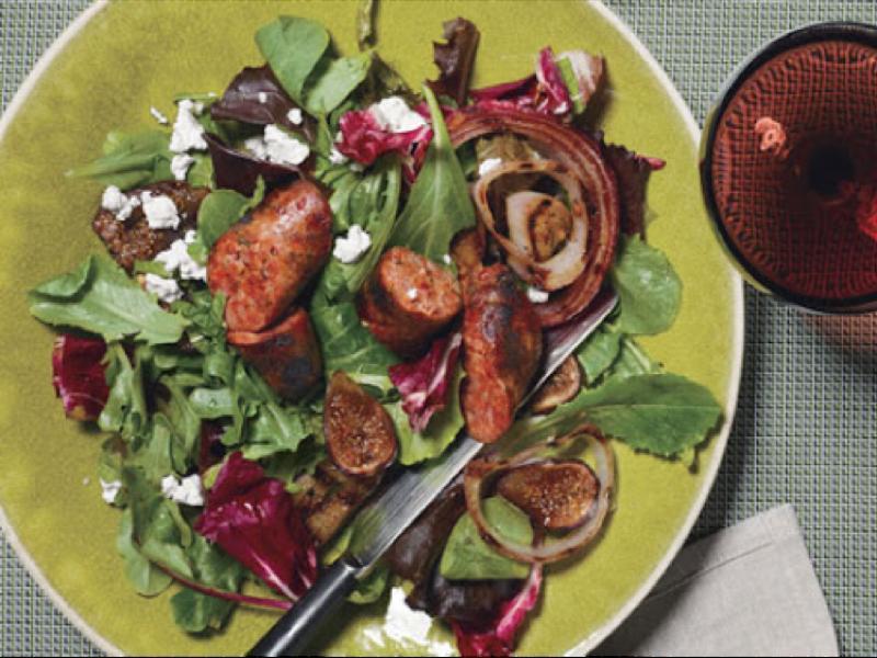 Grilled Sausages with Figs and Mixed Greens Healthy Recipe
