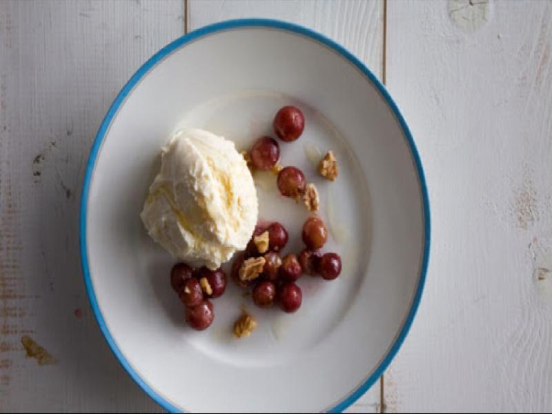 Ice Cream with Roasted Grapes and Walnut Oil Healthy Recipe
