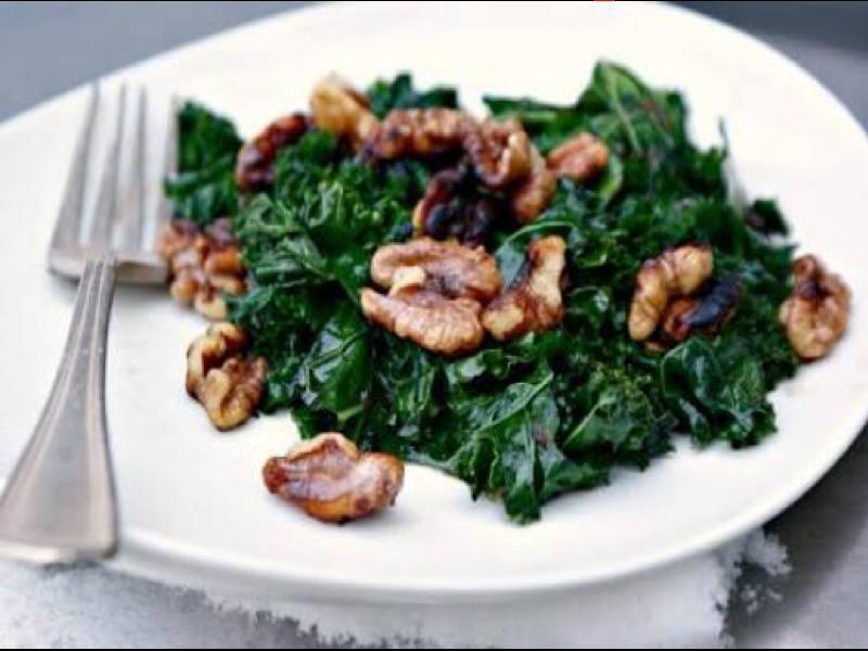 Kale with Panfried Walnuts Healthy Recipe