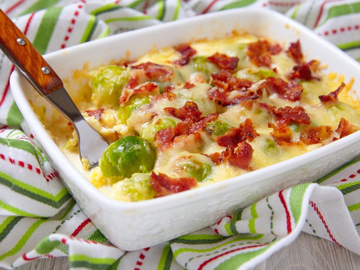 Keto Bacon and Brussels Sprouts Gratin Healthy Recipe