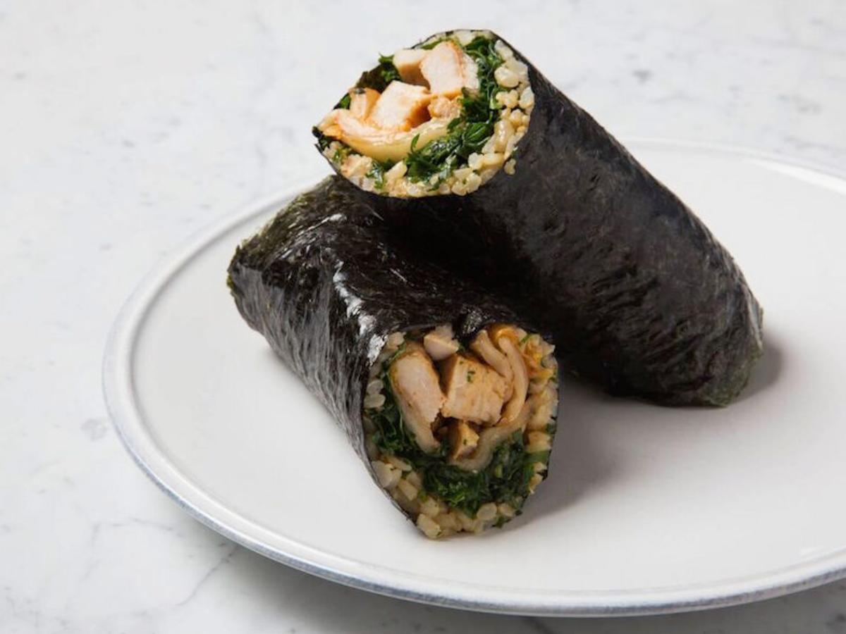 Kimchi, Brown Rice, and Grilled Chicken Nori Wrap Healthy Recipe