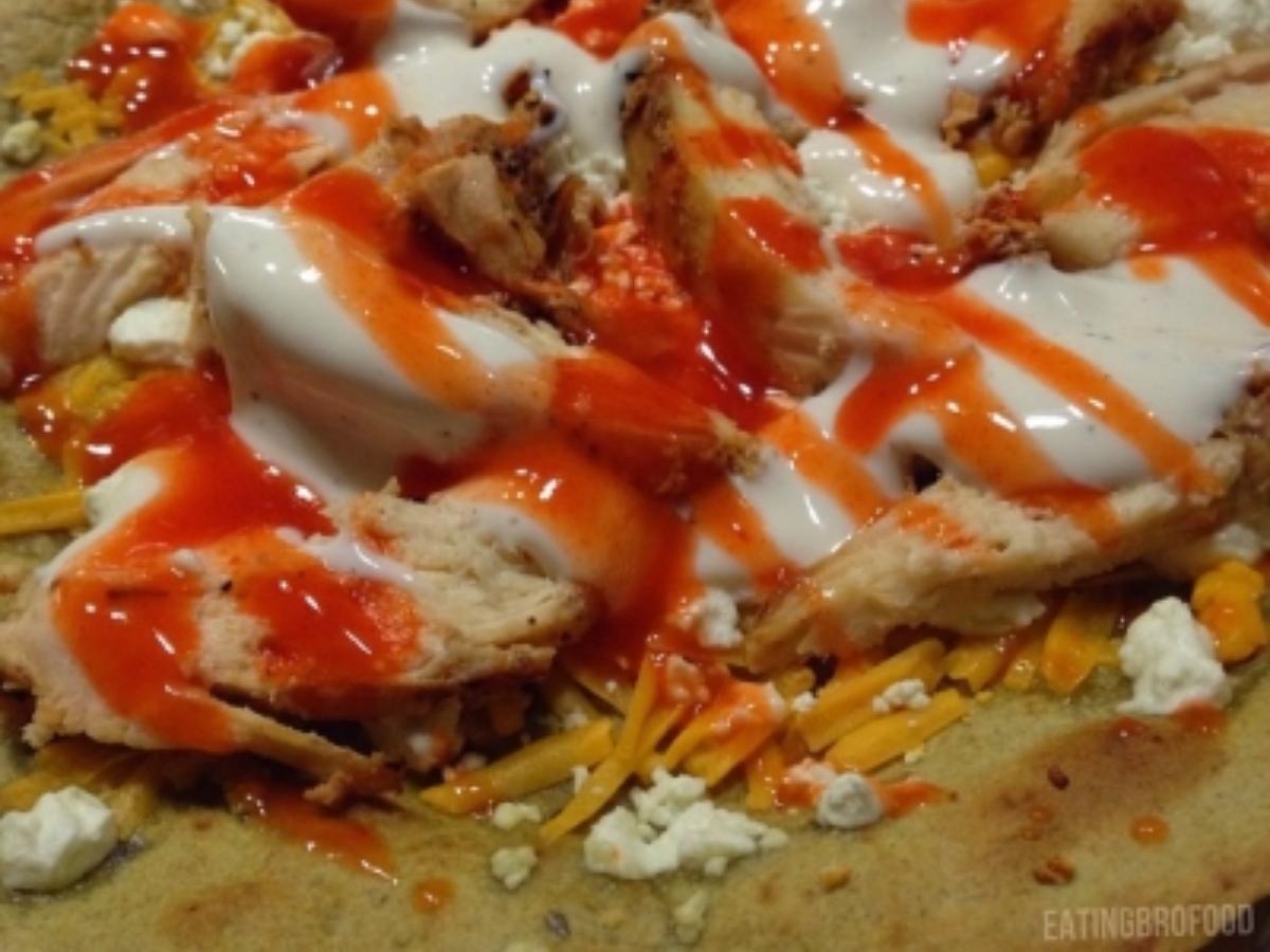 Light Buffalo Ranch Chicken Tortilla Pizza Healthy Recipe