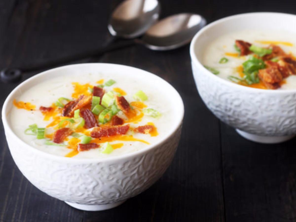 Light Loaded Potato Soup Healthy Recipe