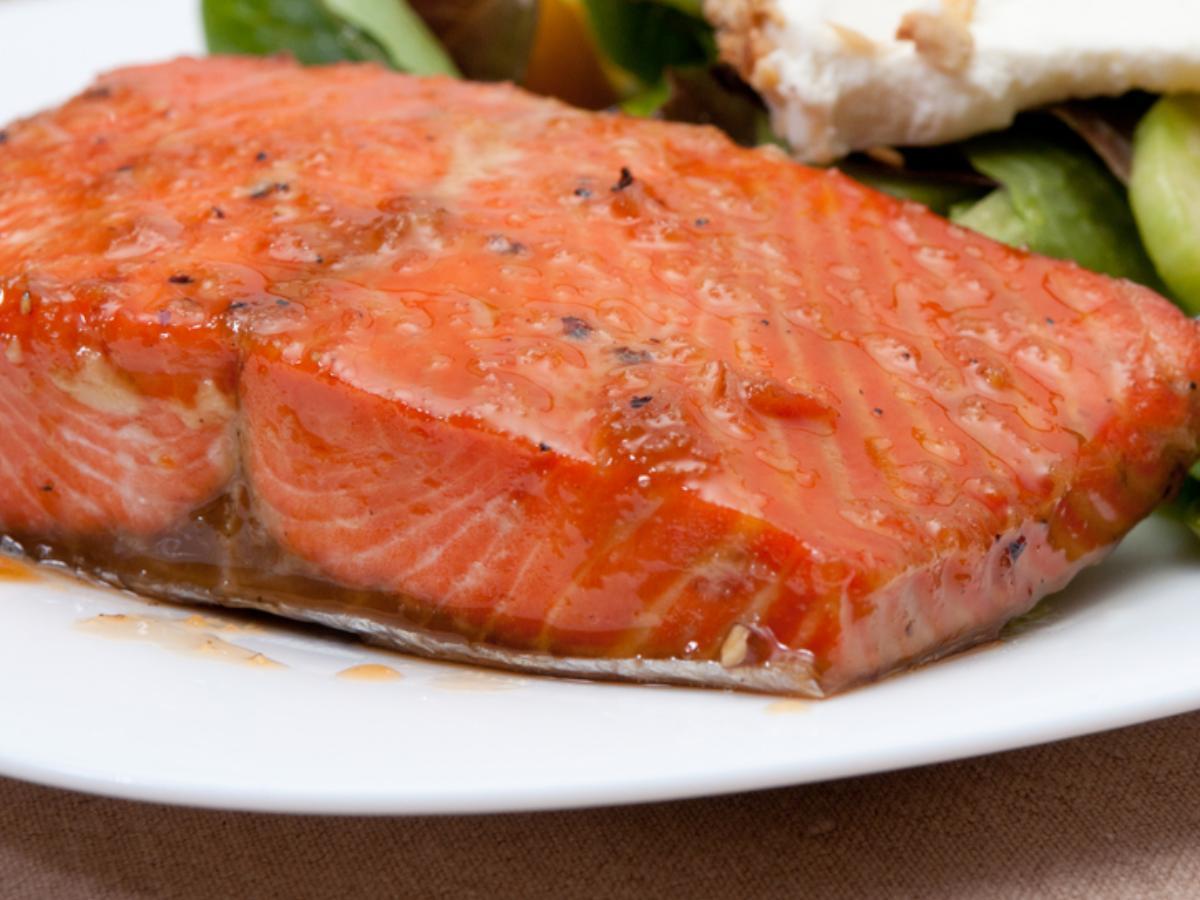 Maple-Mustard Glazed Pink Salmon Healthy Recipe