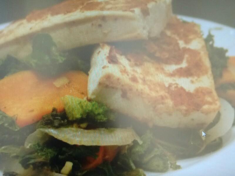 Mustard-Crusted Tofu with Kale and Sweet Potato Healthy Recipe