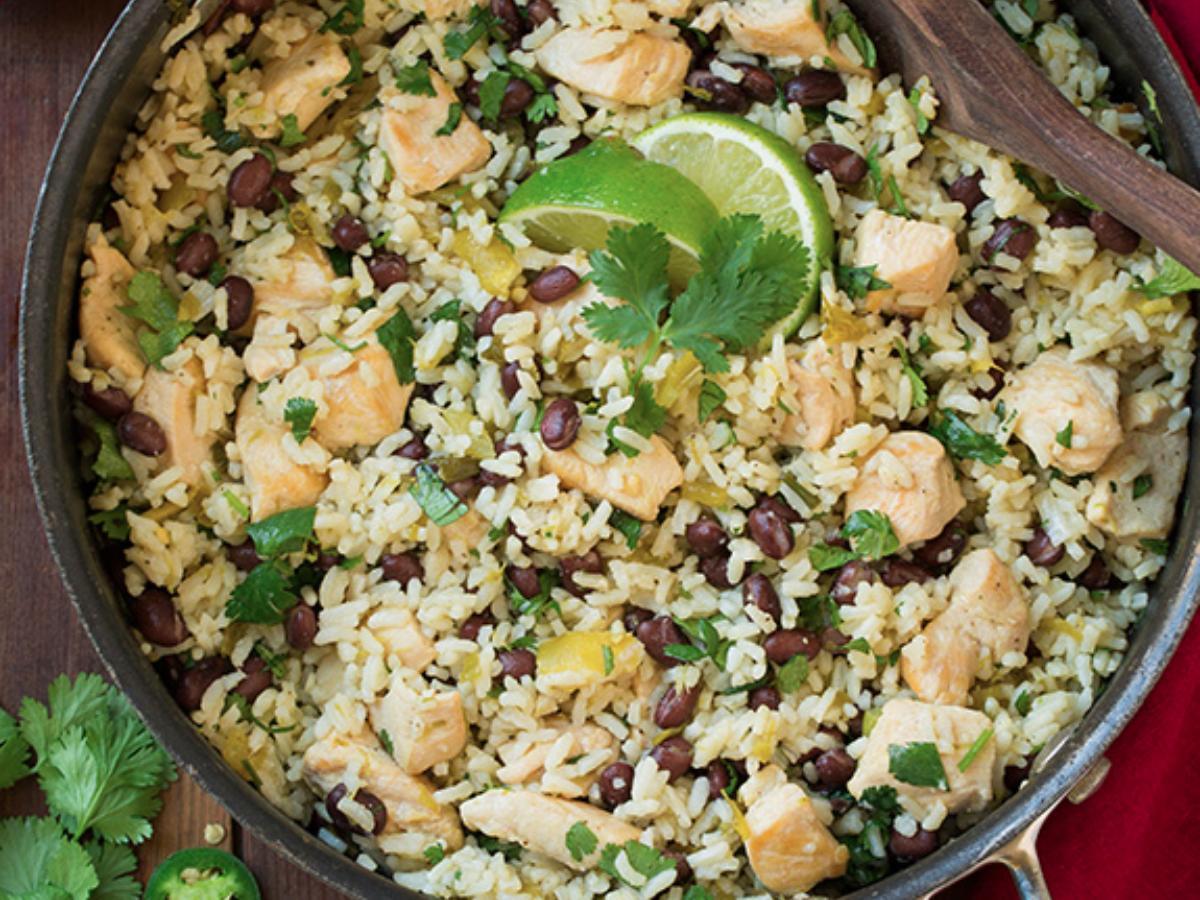 One Pan Cilantro-Lime Chicken and Rice with Black Beans Healthy Recipe