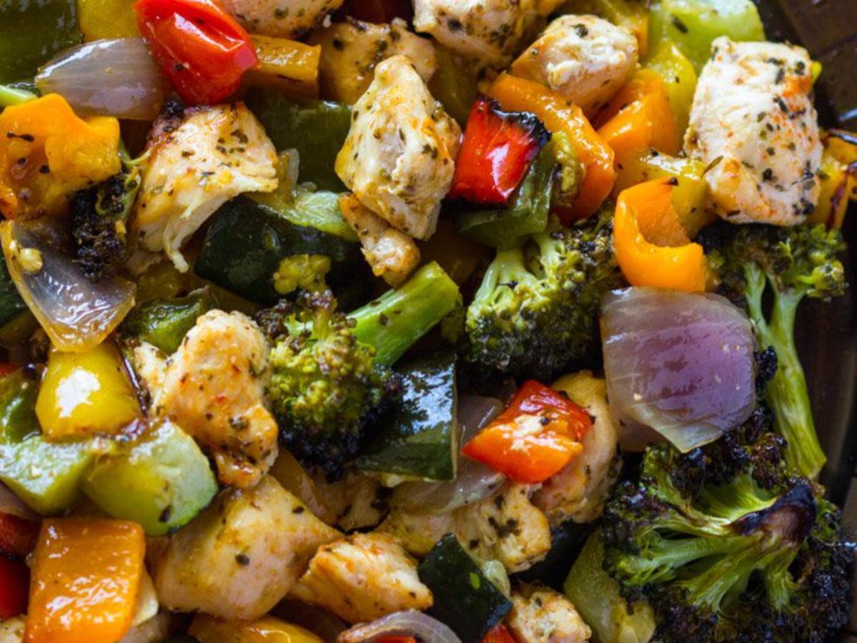 One Pan Roasted Chicken & Veggies Healthy Recipe