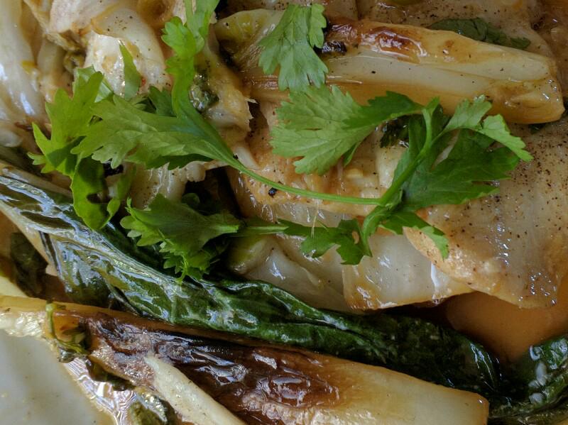 Oven-Roasted Flounder with Bok Choy, Cilantro, and Lime Healthy Recipe