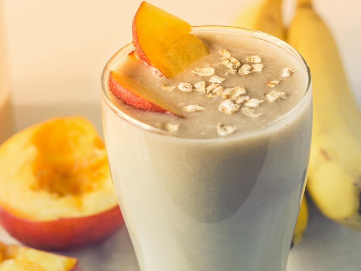 Peach and Oat Yogurt Smoothie Healthy Recipe