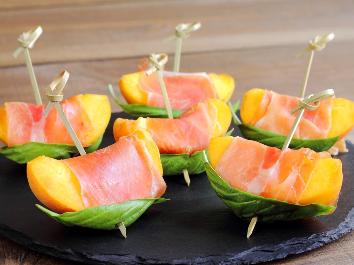 Peaches with Serrano Ham and Basil Healthy Recipe