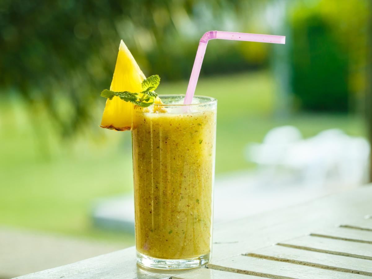 Pineapple Ginger Breakfast Fruit Smoothie Healthy Recipe