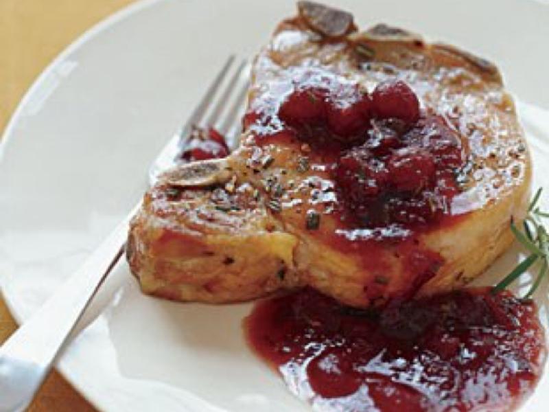 Pork Chops with Cranberry, Port, and Rosemary Sauce Healthy Recipe