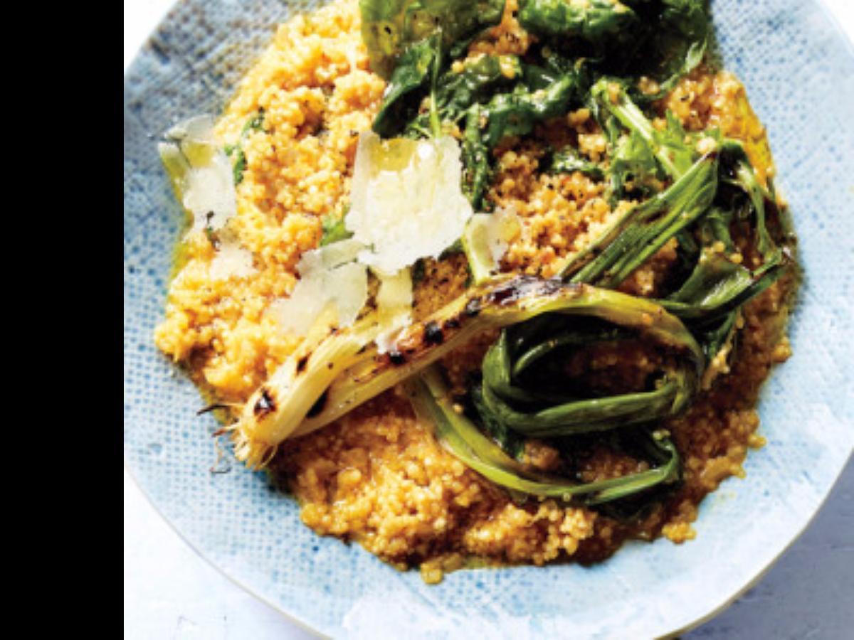 Quinoa Risotto with Grilled Scallions and Arugula Healthy Recipe