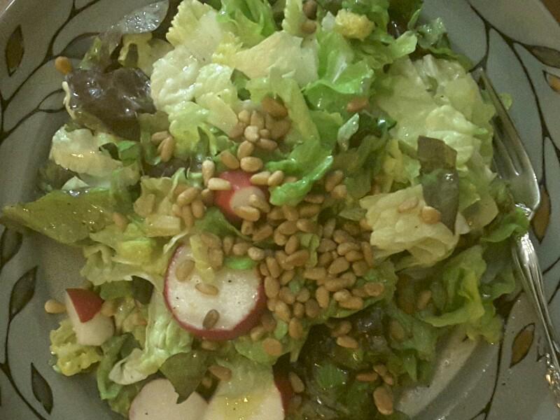 Red Leaf, Radish, and Pine Nut Salad Healthy Recipe