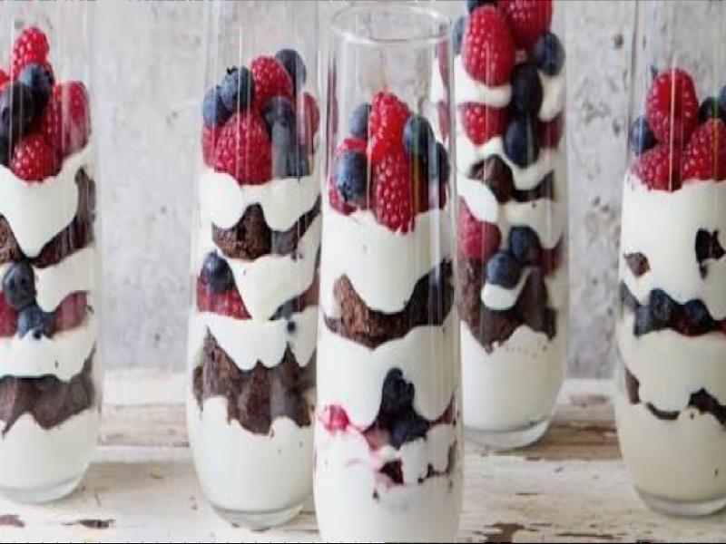 Red, White, and Blue Brownie Parfait Healthy Recipe