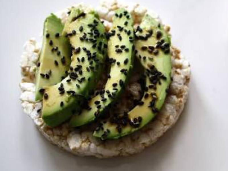 Rice Cake with Avocado, Tamari & Sesame Seeds Healthy Recipe