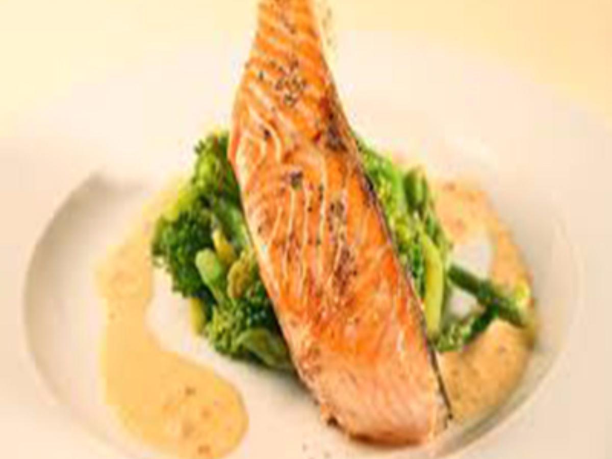 Roast Salmon and Broccoli with Chile-Caper Vinaigrette Healthy Recipe