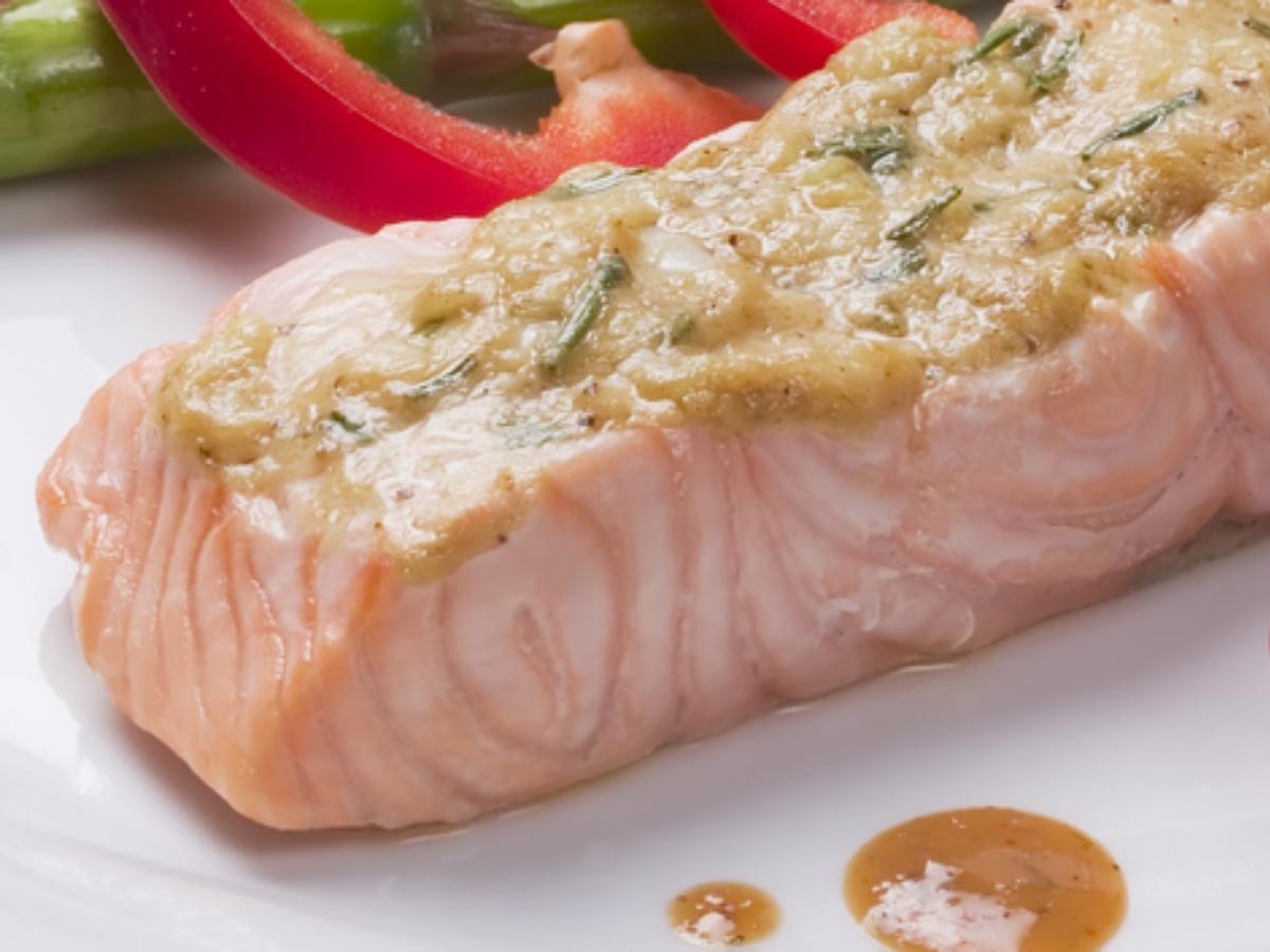 Roast Side of Salmon with Mustard, Tarragon, and Chive Sauce Healthy Recipe
